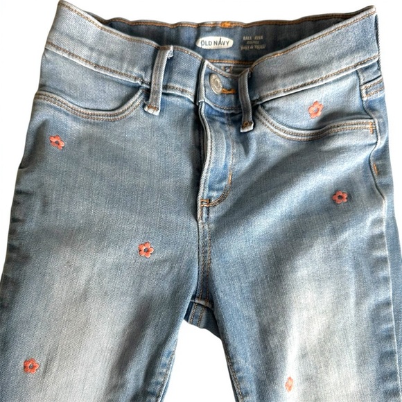 Cute Old Navy Girls Pink Flower Embroidered Ballerina Jeggings Jeans Size 10 - Picture 5 of 9